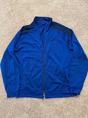adidas Men's Royal Blue Full-Zip Track Jacket with Black Stripes